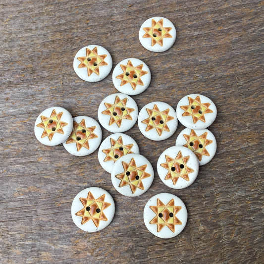Ohio Star Quilt Block Stoneware Button  ‘Prairie Quilt’  3/4”