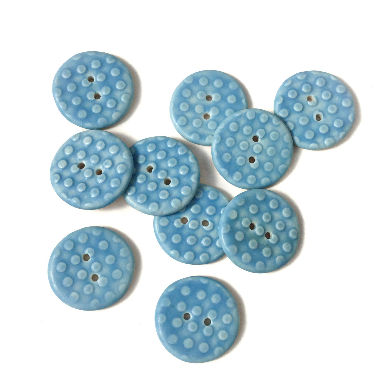 Sky Blue Polka Dot Porcelain Button  1"