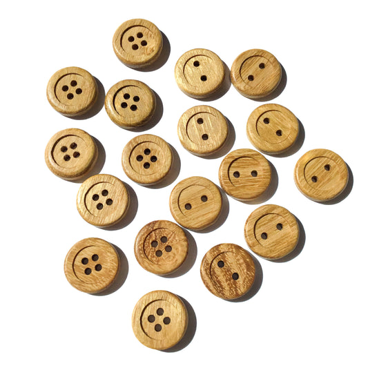 Wide Rim Black Locust Wood Buttons - 3/4”