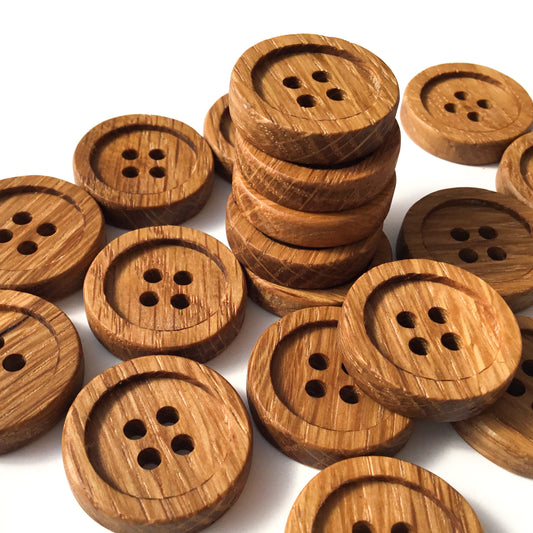 Four Hole Inset Button - White Oak Wood  1"