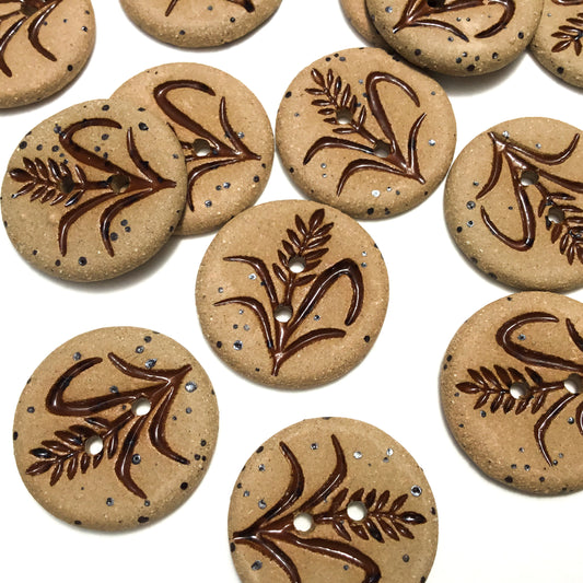 Dark Amber Wheat Stoneware Button   7/8"
