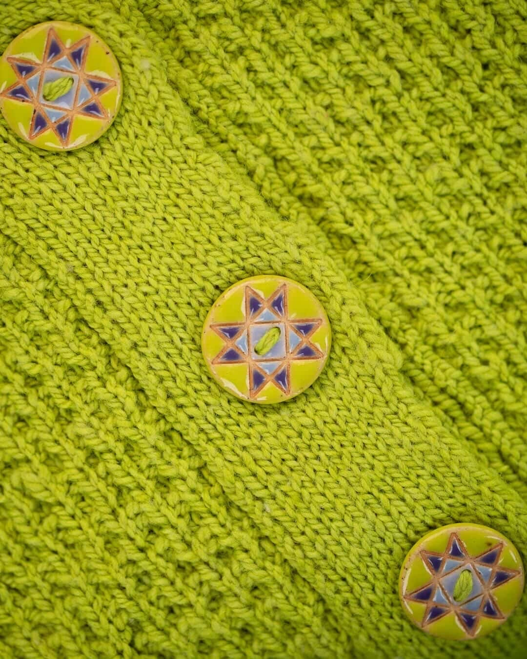 Ohio Star Quilt Block Stoneware Button 1-1/16"