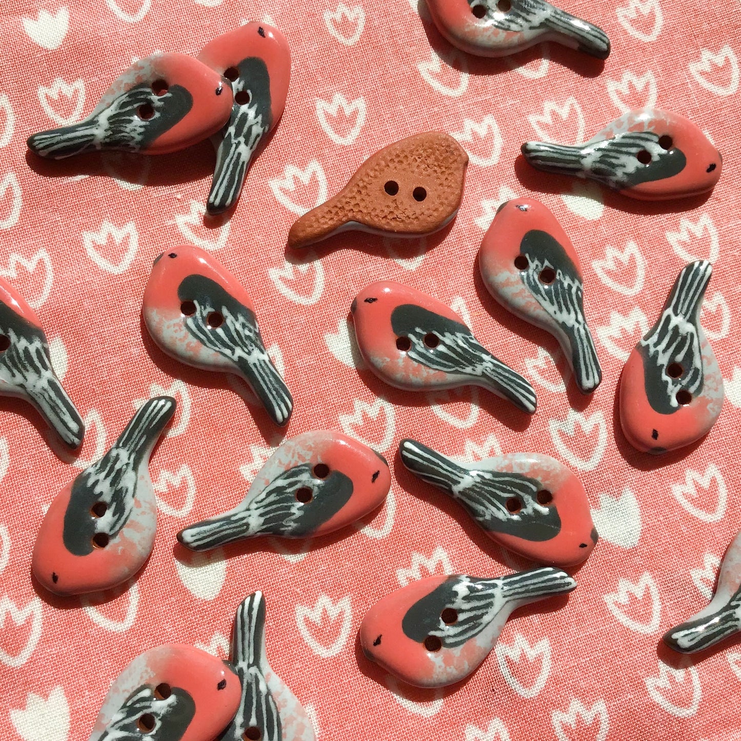 Ceramic Perching Songbird Button 1/2” x 1-1/8"