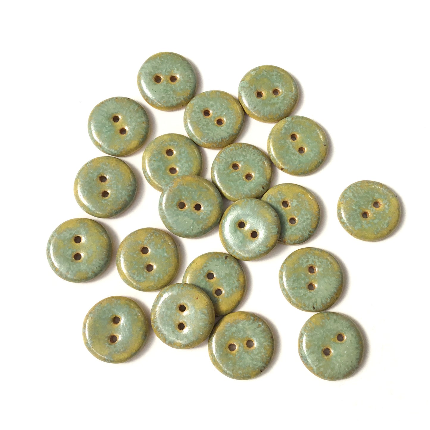 'Golden Turquoise' Stoneware Button  3/4"