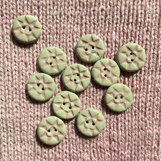 *Discontinued* Rustic Style Ohio Star Stoneware Button 7/8"