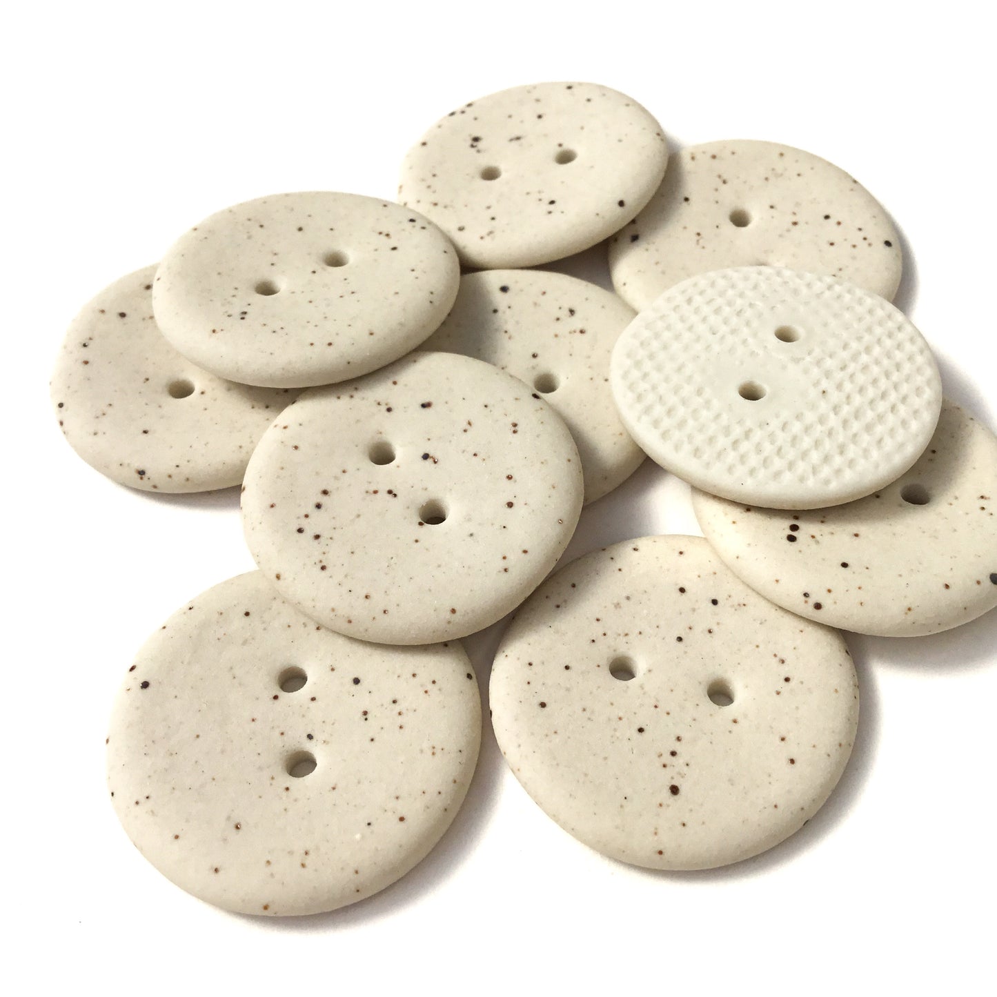 'Metallic Fleck' Light Cream Porcelain Button  1"