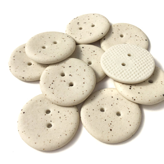 'Metallic Fleck' Light Cream Porcelain Button  1"