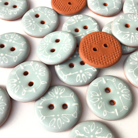 Victorian Lace Buttons  - Seabreeze Blue - 3/4"