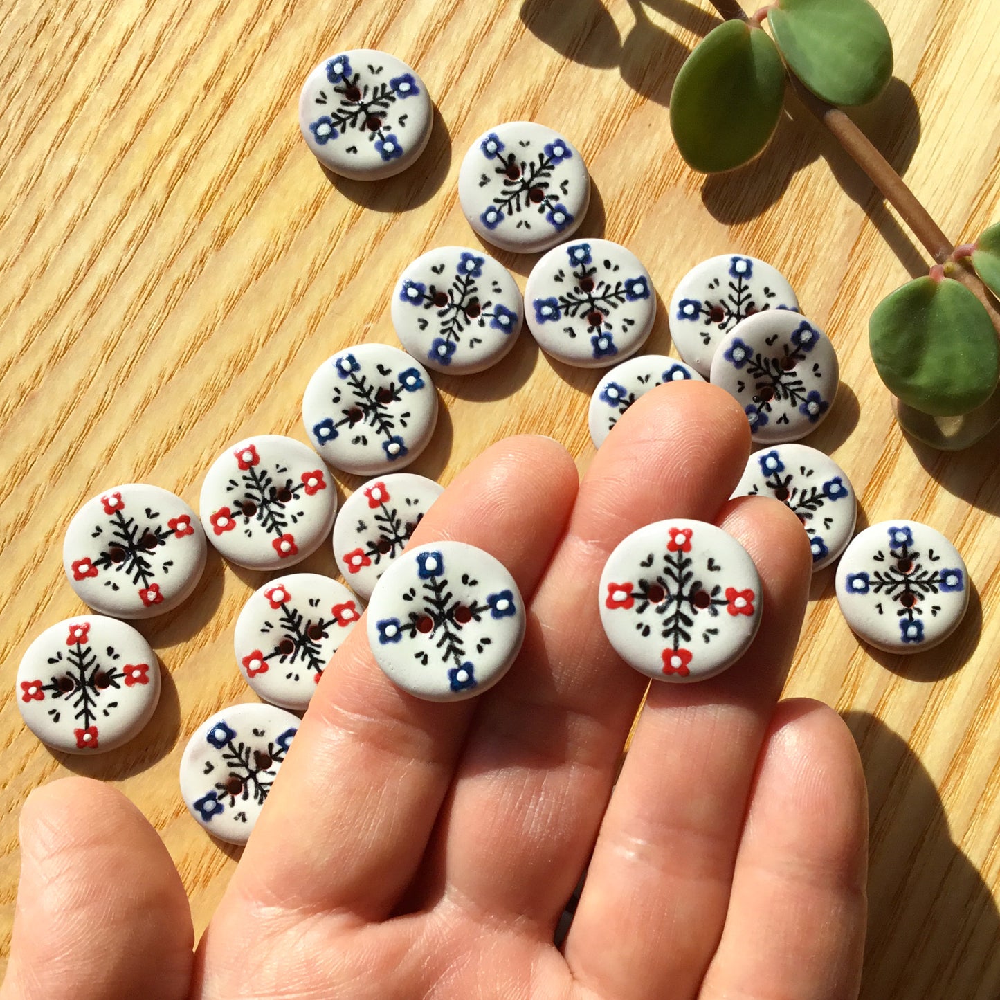 ‘Nordic Garden’ Ceramic Button 3/4"