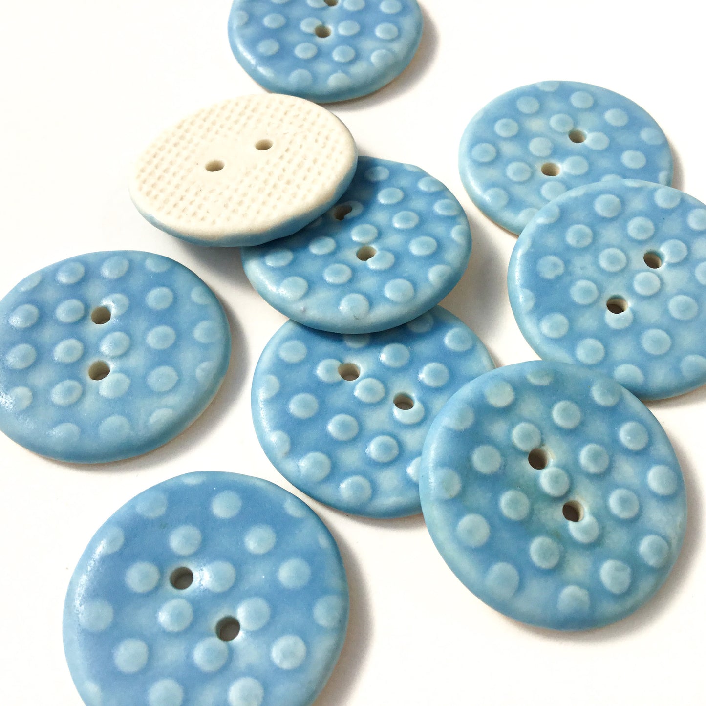 Sky Blue Polka Dot Porcelain Button  1"