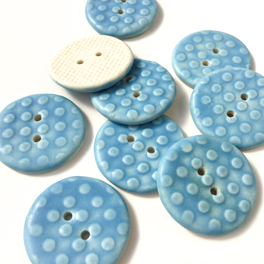 Sky Blue Polka Dot Porcelain Button  1"