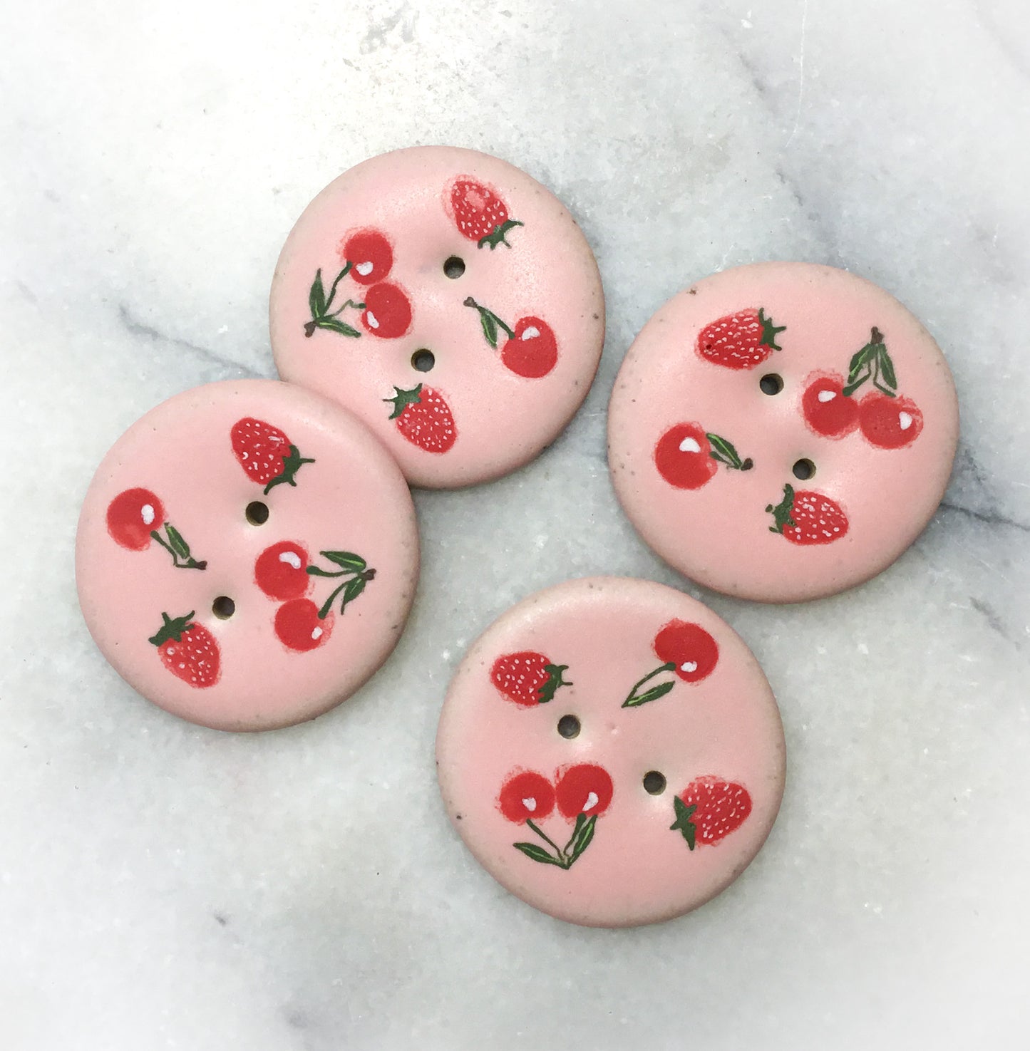 ‘Fruit Salad’ Stoneware Fruit Buttons  1-3/8”