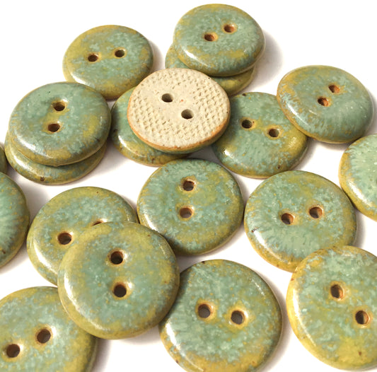 'Golden Turquoise' Stoneware Button  3/4"