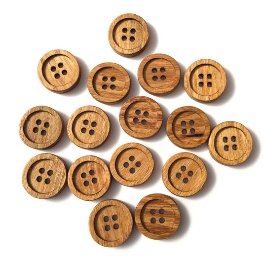 Four Hole Inset Button - Black Locust Wood  1"