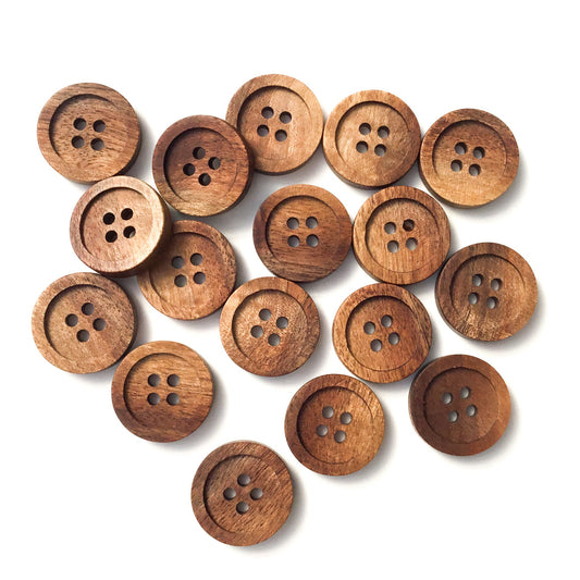 Four Hole Inset Button - 'Rosy' Black Walnut Wood  1"