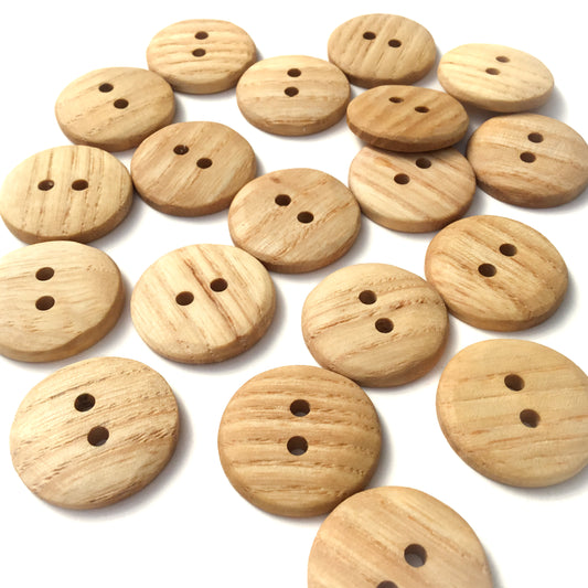 Textured Bright Ash Wood Button  1"