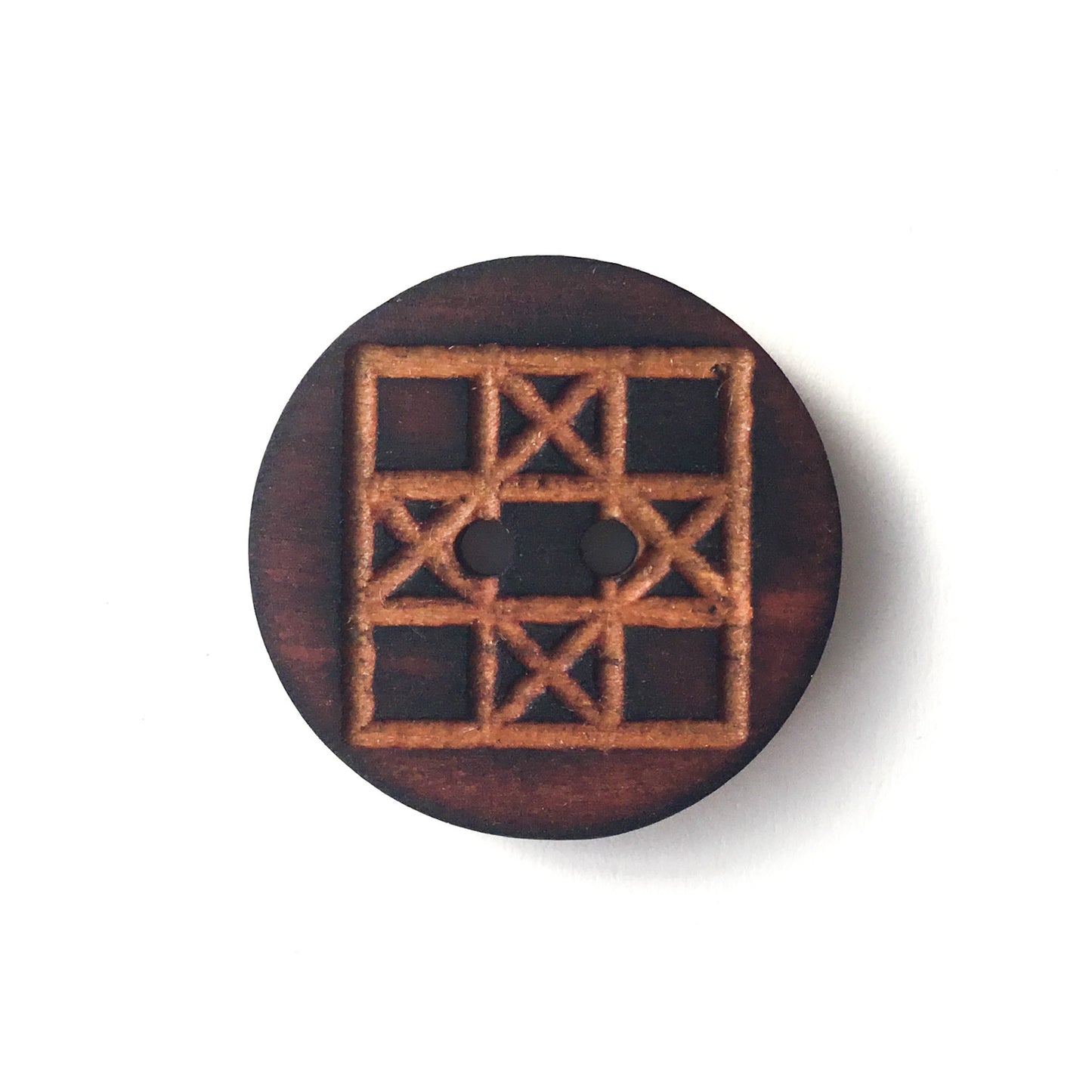 Wooden Quilt Block Button  1"