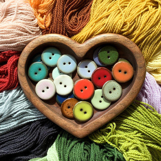 Assorted Colors GLOSSY Black Clay Buttons 1"