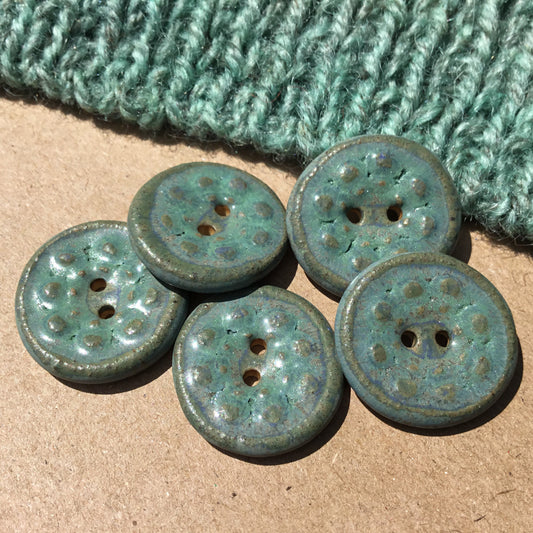 Blue Stone 'Aster' Stoneware Button 13/16"