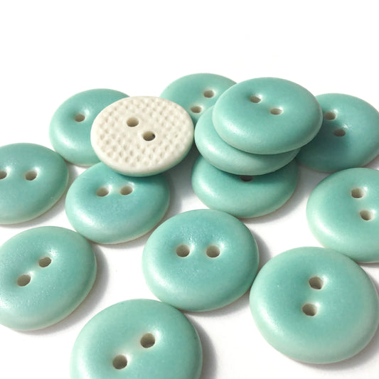 Matte Seafoam Blue Porcelain Button  5/8"