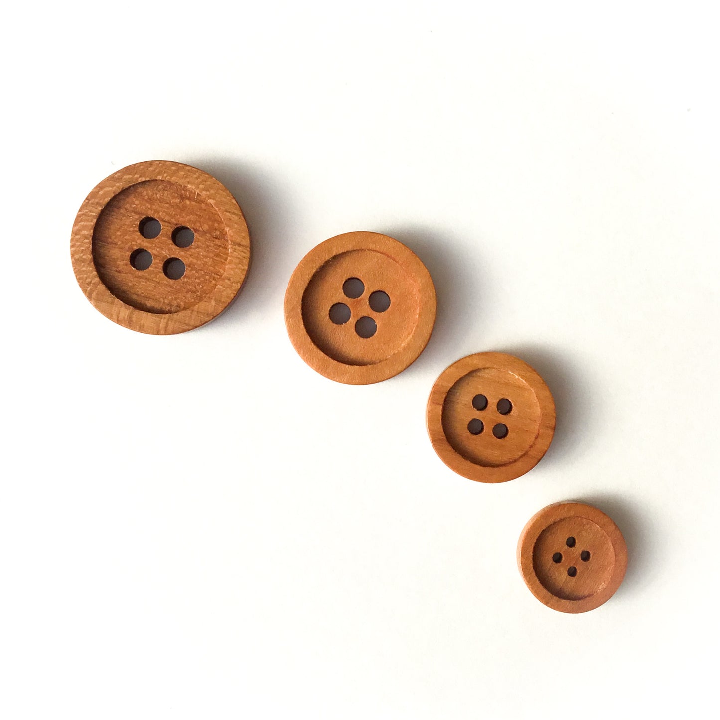 Four Hole Inset Button - Cherry Wood  - 4 sizes