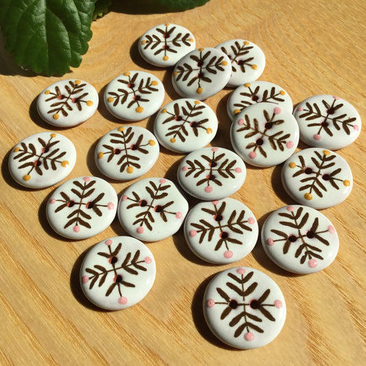 ‘Bud & Vine’ Ceramic Button 3/4”