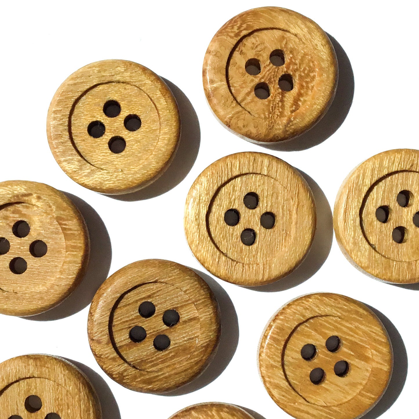 Wide Rim Black Locust Wood Buttons - 3/4”