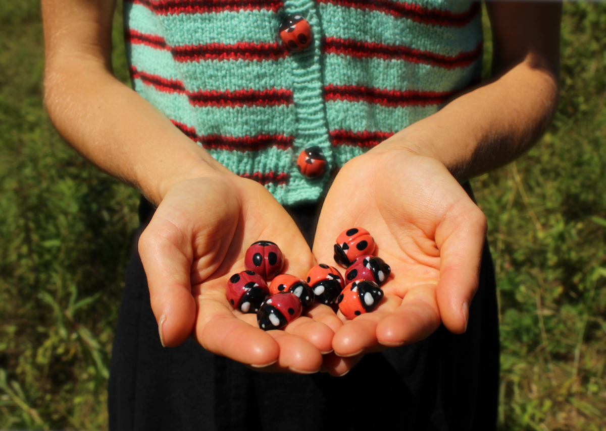 Hand-sculpted Ladybird Beetle Shank Buttons