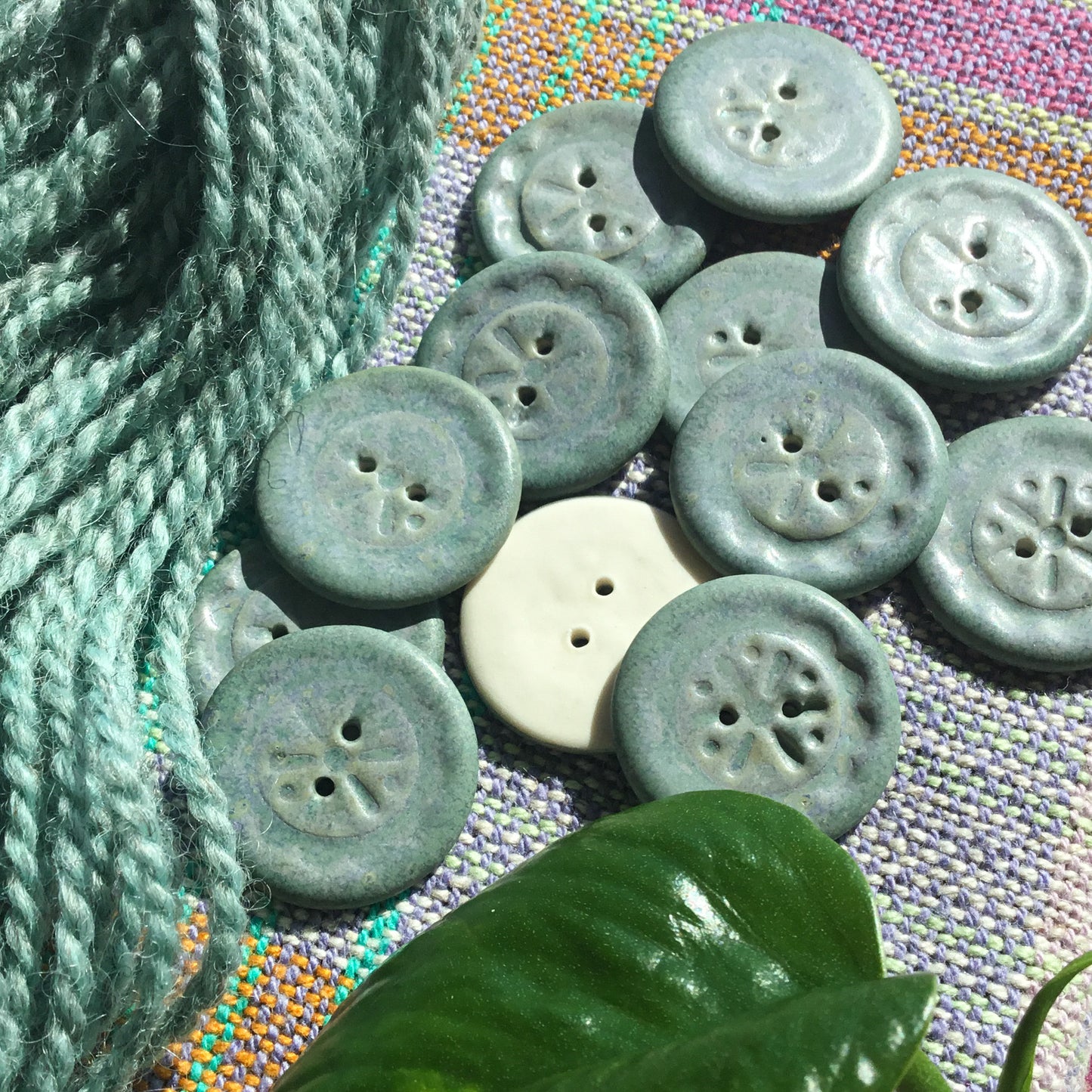 Tranquility Blue ‘Scalloped Flower’ Porcelain Button 1"
