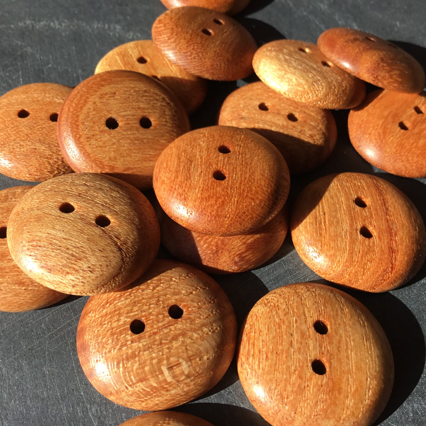 Polished Honey Locust Wood Buttons 1"