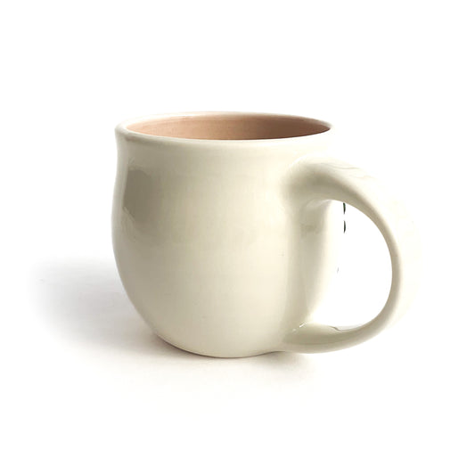 Peony Hand Sculpted Porcelain Mug   12 oz
