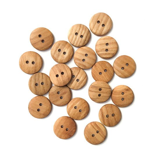 Textured Brown Ash Wood Button  1"