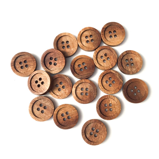 Four Hole Inset Button - 'Rosy' Black Walnut Wood  1"