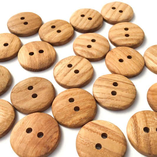 Textured Brown Ash Wood Button  1"