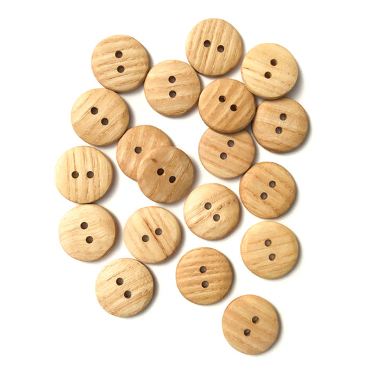 Textured Bright Ash Wood Button  1"