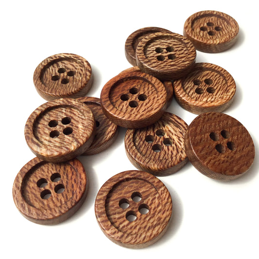 Four Hole Inset Button - 'Copper & Cream' Sycamore Wood  7/8"