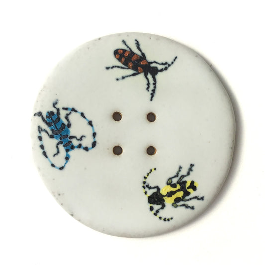 Jumbo Longhorn Beetle Stoneware Button  2"
