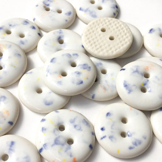 Speckled White Porcelain Buttons   11/16”