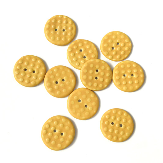 Golden Yellow Polka Dot Porcelain Button  1"