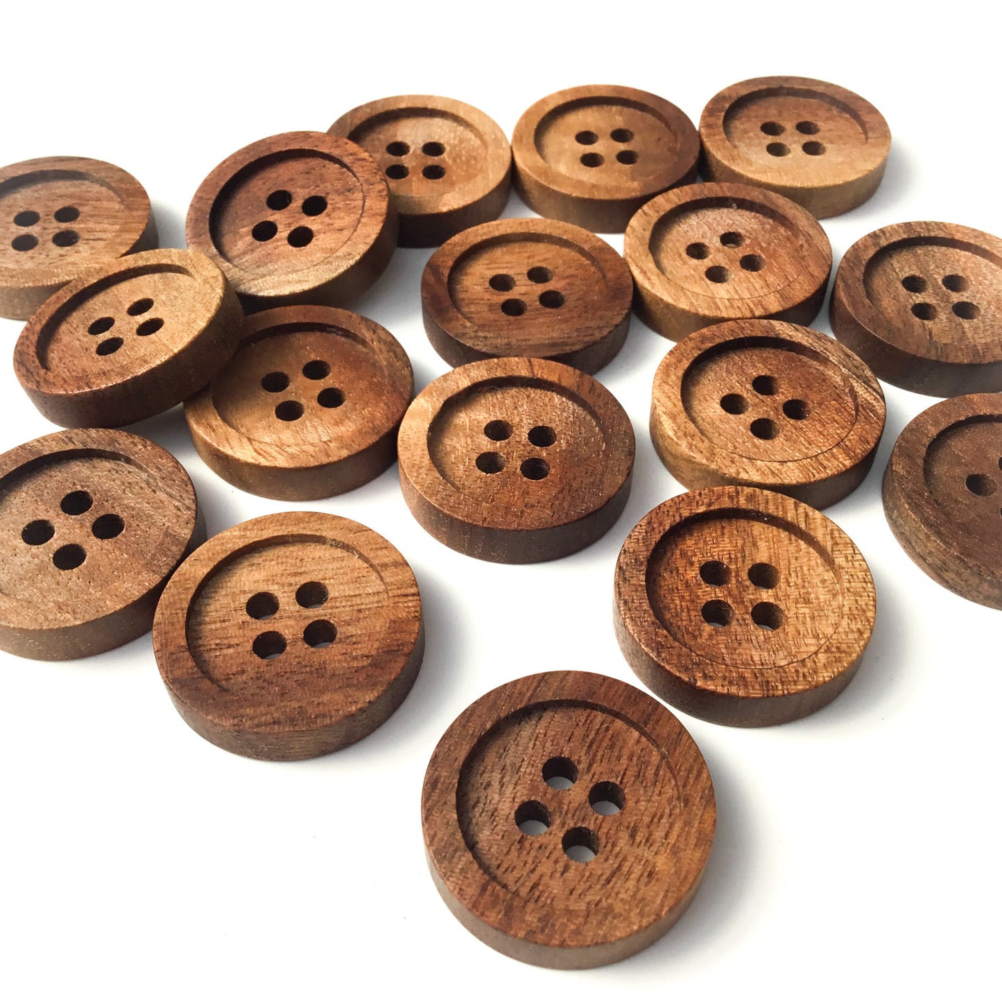 Four Hole Inset Button - 'Rosy' Black Walnut Wood  1"