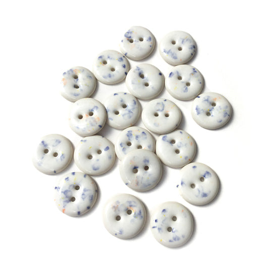 Speckled White Porcelain Buttons   11/16”