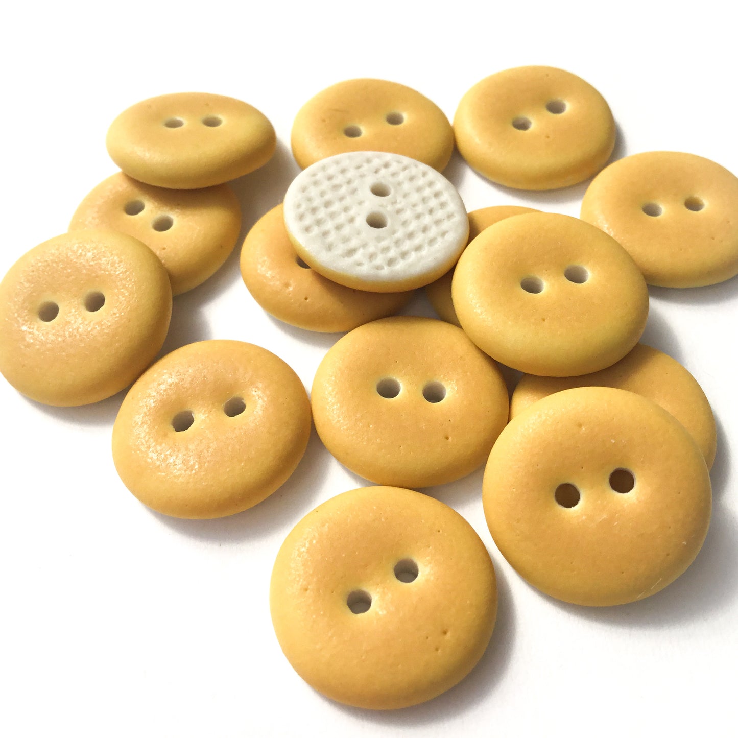 Matte Goldenrod Yellow Porcelain Button  5/8"