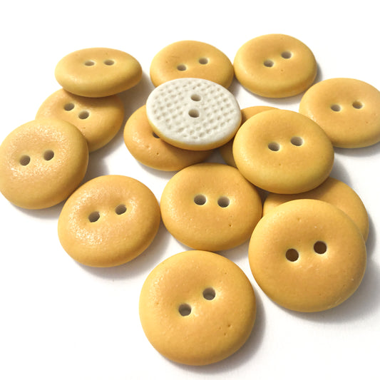 Matte Goldenrod Yellow Porcelain Button  5/8"