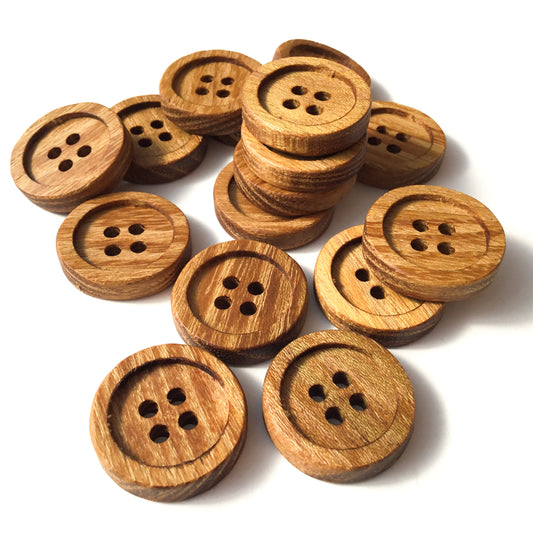Four Hole Inset Button - Black Locust Wood  1"