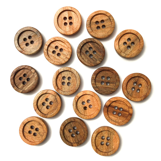 Four Hole Inset Button - Honey Locust Wood - 2 sizes