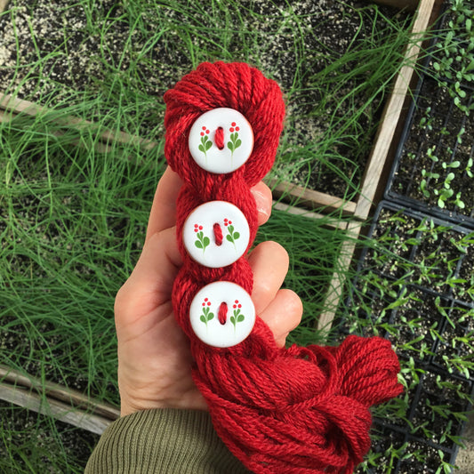 Ruby Sprig Ceramic Buttons  1-1/16”