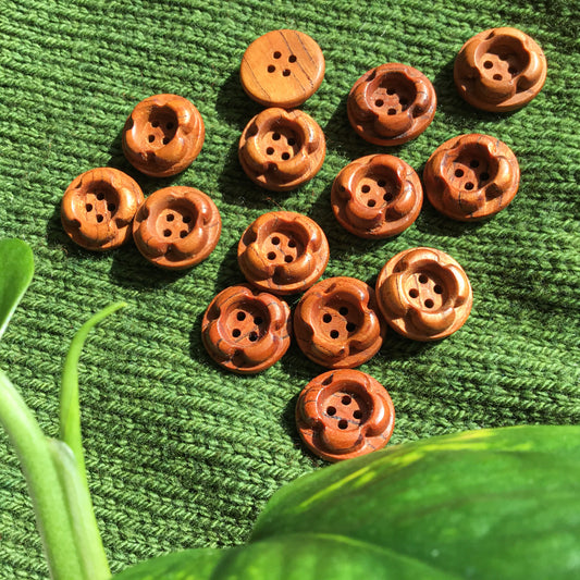 ‘Forest Flowers’ Mineral Cherry Wood Buttons 3/4”