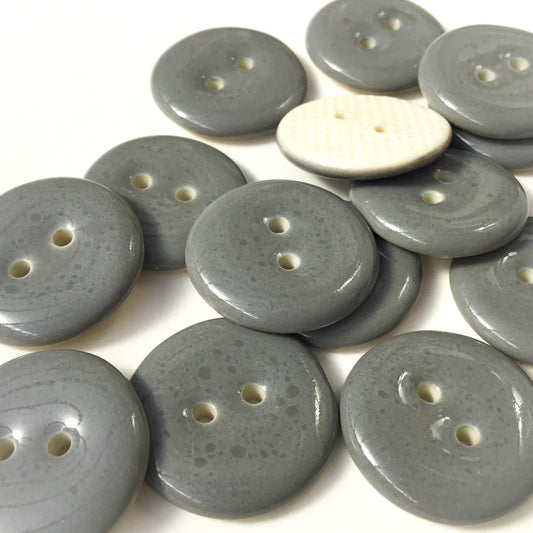 Light Charcoal Gray Porcelain Button  7/8"