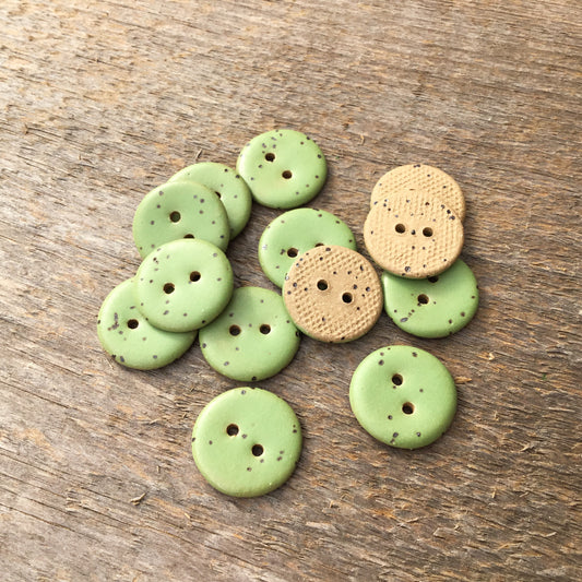 Matte Moss Green Fleck Stoneware Buttons - 3/4"