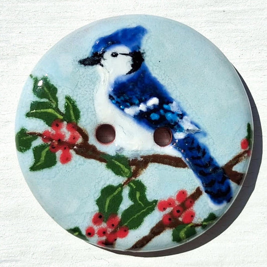 ‘Winter Berry Blue Jay’ 1-1/16” one-of-a-kind 5-pack